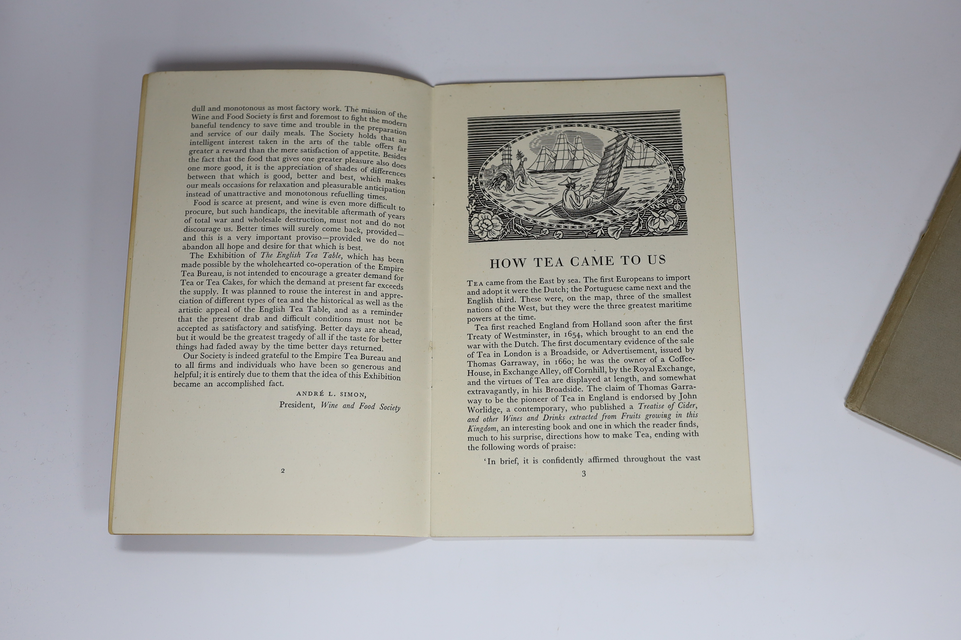 Bawden, Edward (illustrator) - A New Essay upon Tea, illustrated with 10 drawings (some full page) and borders by Edward Bawden, issued without a d/j, 8vo, grey paper boards, Empire Tra Marketing Board, London, 1936 and
